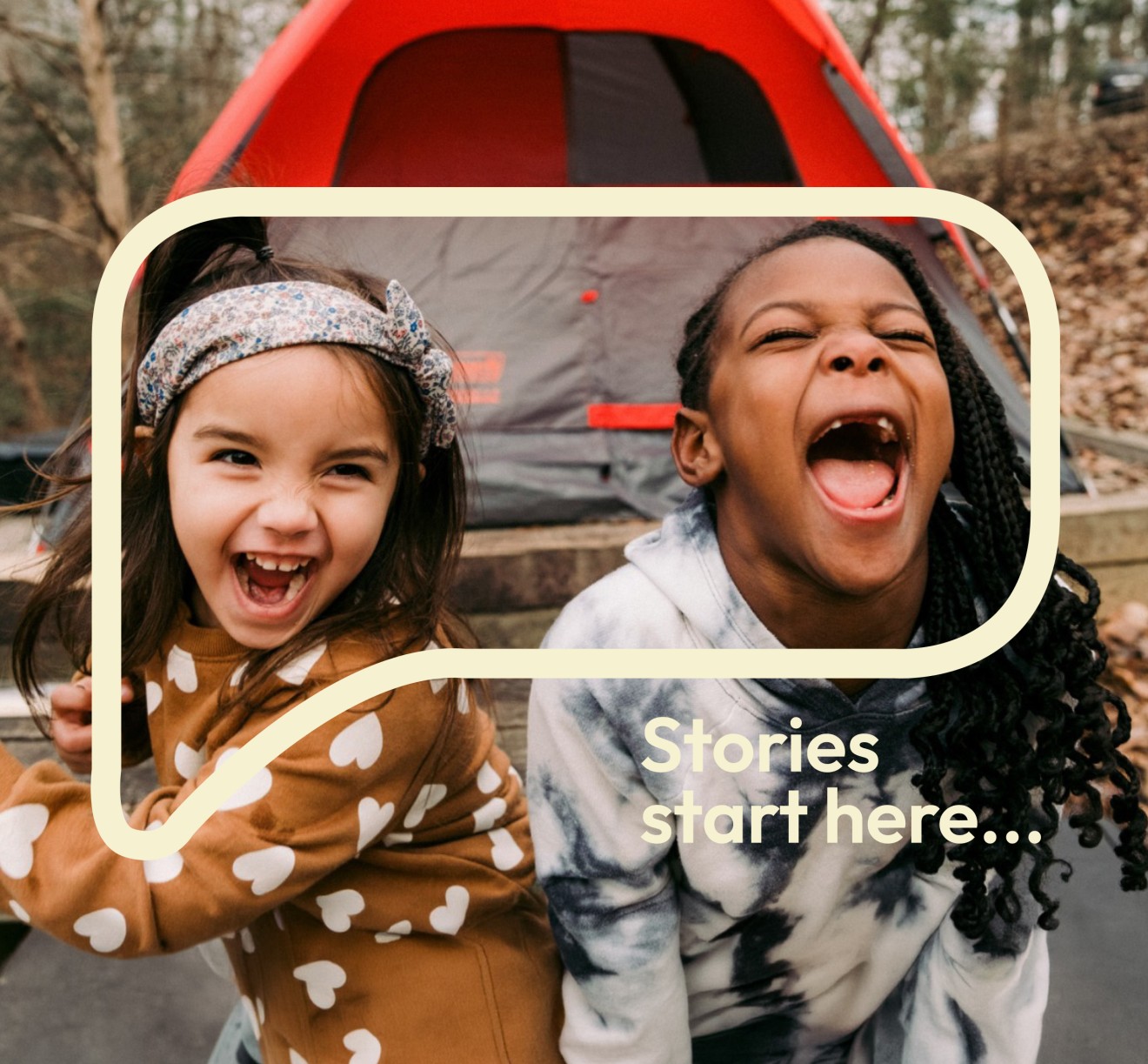 two girls in speech bubble