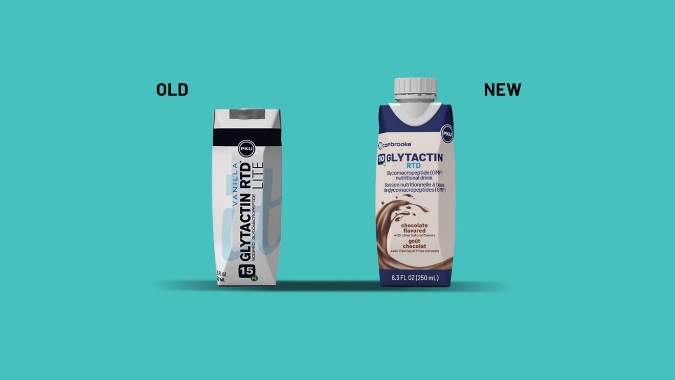 Old and new cartons side by side