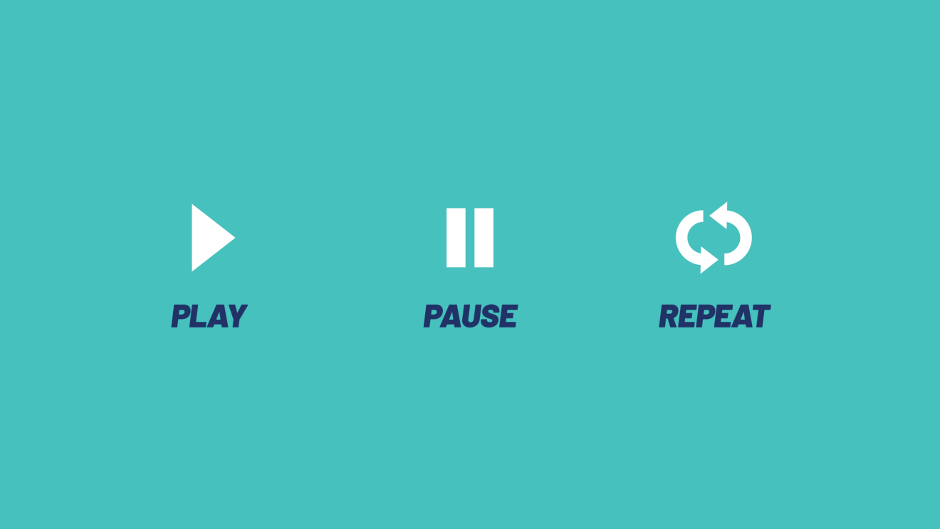 Play Pause Repeat Visual Icons that act as a shorthand to the solution