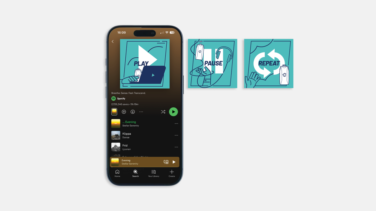 Visual of Spotify cover artwork that links from the box